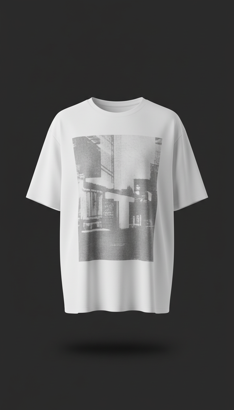 Paper White relaxed-fit t-shirt with Urban Grey print