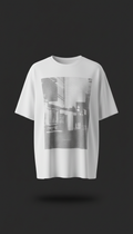Paper White relaxed-fit t-shirt with Urban Grey print