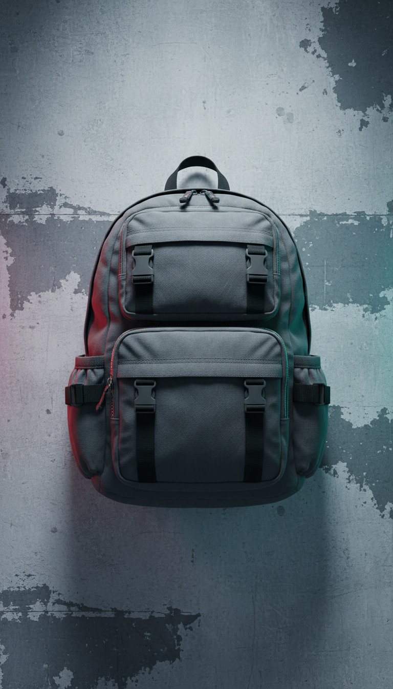 Neon-Accented Canvas Utility Backpack