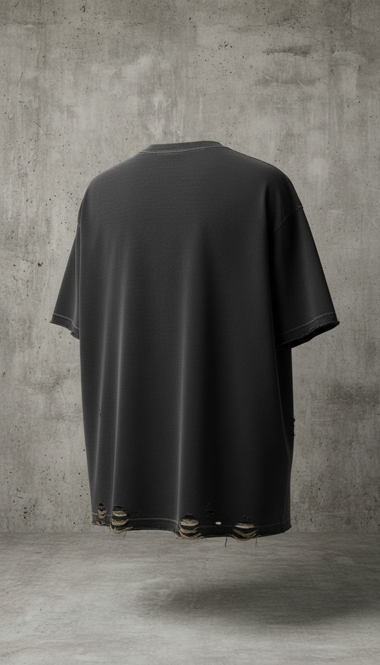 Alternate angle view of Street Black heavyweight distressed tee